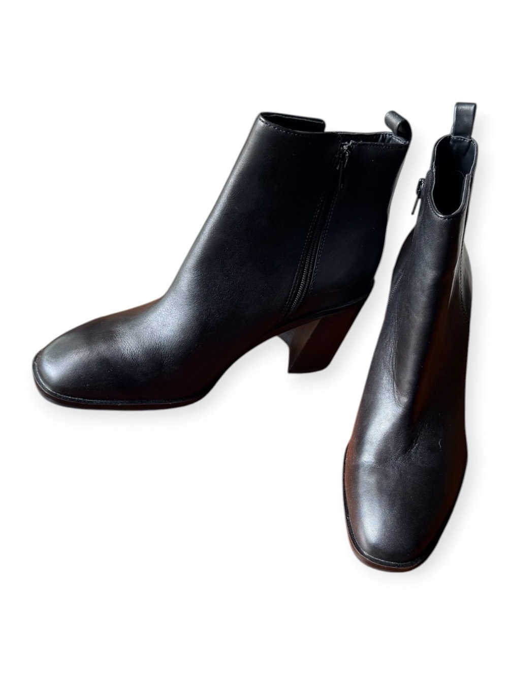 Aldo Black Leather Ankle Heeled Boots